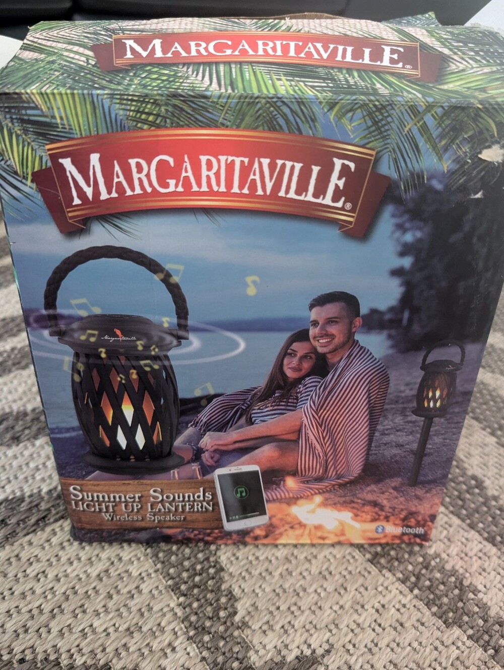 NIB Margaritaville Summer Sounds Light Up Lantern - Black with Warm Amber Glow